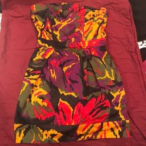 Retro Color-Blocked Mini Strapless Dress